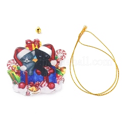 Décoration de pendentif en acrylique en forme de chat de noël&nbsp;HJEW-E007-01G-02