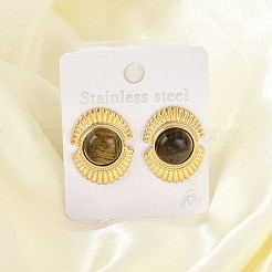 Серьги-гвоздики из нержавеющей стали 304 с натуральной африканской бирюзой (яшмой)&nbsp;EJEW-G421-02G-02