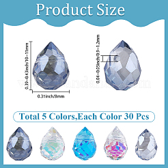 150 pz 5 colori perline di vetro placcato&nbsp;GLAA-SP0001-75