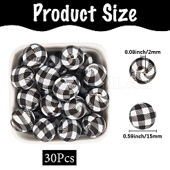 30шт круглые силиконовые бусины с принтом&nbsp;SIL-SC0002-84A