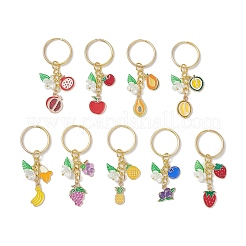 9 шт. 9 стиля эмалированных брелоков из сплава с акриловыми цветами банана&nbsp;KEYC-JKC01348