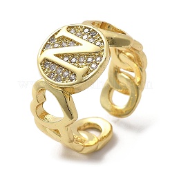 Anelli da donna aperti con micro pavé di zirconi cubici trasparenti in ottone&nbsp;RJEW-K289-02G-N