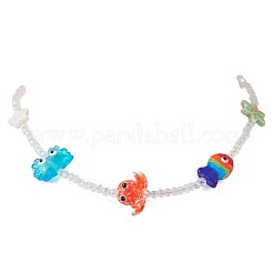 Sommerliche Strand-Halsketten aus handgefertigten Glasperlen: Fische&nbsp;NJEW-TA00248
