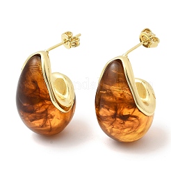 Серьги-гвоздики из латунной смолы в форме капли&nbsp;EJEW-P333-08G-02