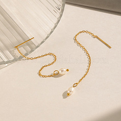 Boucles d'oreilles en acier inoxydable 304 avec perles d'eau douce naturelles pour femmes&nbsp;ZH8467