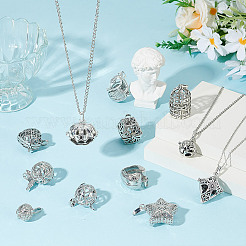 12 шт. 12 стиля латунных подвесок с полыми бусинами&nbsp;KK-AR0004-44