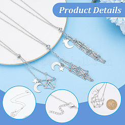 6 Stück 3 Stile 304 Edelstahl leere Makramee Beutel Stern Mond Anhänger Kabel Kette Halskette machen&nbsp;NJEW-SC0001-87