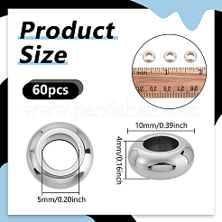60 шт. европейские бусины из нержавеющей стали 304&nbsp;STAS-UN0064-19