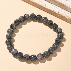 Natürliche Larvikit-Perlen-Stretch-Armbänder&nbsp;X-BJEW-K212-B-046