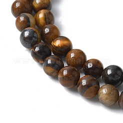Круглые тигровый глаз бисер пряди&nbsp;Z0RQT011-AB