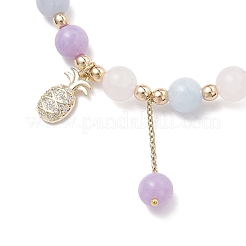 Браслеты из круглых бусин из натурального аквамарина&nbsp;BJEW-JB11933-03