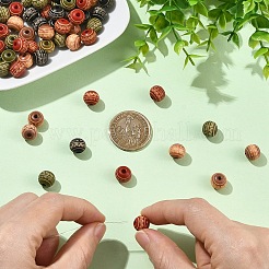 20pcs perles en bois naturel peintes&nbsp;WOOD-YW0002-06C