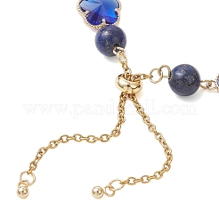 Браслеты-слайдеры из стекла и натурального лазурита&nbsp;BJEW-JB12898-01
