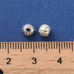 925 cuentas espaciadoras redondas corrugadas de plata de ley.&nbsp;LS-STER-K178-01B-S