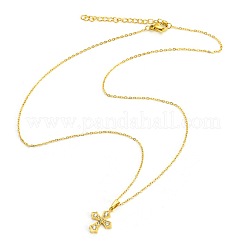 Collana con ciondolo a croce religiosa in acciaio inossidabile 304 con micro pavé di zirconi cubici trasparenti per donna&nbsp;WG29A99-01