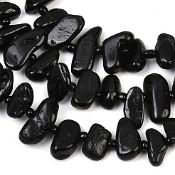 Натуральный черный турмалин бисер нитей&nbsp;G-K393-B06