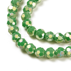 Круглые граненые (32 грань) гальванические стеклянные бусины с радужным покрытием&nbsp;X-EGLA-J130-FR14