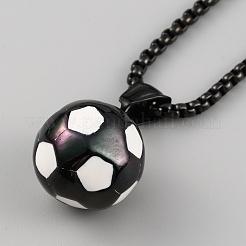 Ожерелье с футбольным кулоном из нержавеющей стали 304 с цепочками-коробками для женщин&nbsp;X1-NJEW-SZC0003-01EB