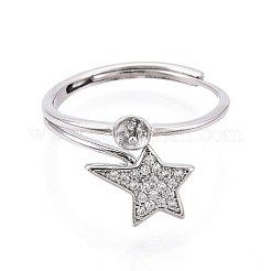 Регулируемые оправы колец в форме звезды из латуни с микропаве из прозрачного кубического циркония KK-T076-51P