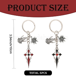 5 porte-clés en alliage de strass&nbsp;KEYC-YW00288-01