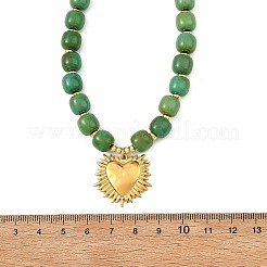 Collar con colgante de corazón gótico de acero inoxidable 304 y columna de cuentas de magnesita sintética teñida.&nbsp;NJEW-JN06673