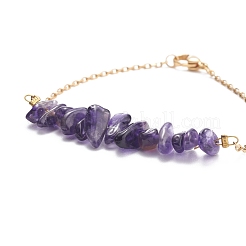 2 pz 2 colori braccialetti con perline di ametista naturale con catene in acciaio inossidabile 304&nbsp;BJEW-JB07914-03
