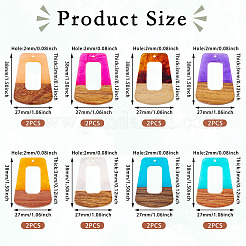 16шт 8 цвета подвески из смолы и дерева&nbsp;RESI-TA0003-72