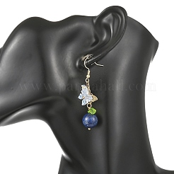 Boucles d'oreilles pendantes en acier inoxydable 304 et lapis-lazuli naturel/aventurine verte/quartz rose/améthyste&nbsp;EJEW-JE07495