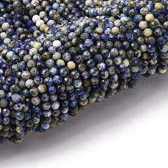 Нитки бусины из натурального ляписа-лазури&nbsp;G-RM2025-A41-4mm-B
