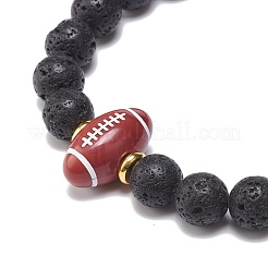 Bracelet en pierre de lave naturelle et perles tressées en acrylique&nbsp;BJEW-JB08554