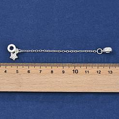 Chaînes de sécurité européennes en laiton pavé de zircones cubiques transparentes avec breloques&nbsp;KK-L236-16B-S