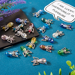 18шт 9 цветные гальванические прозрачные стеклянные подвески&nbsp;PALLOY-TAC0046