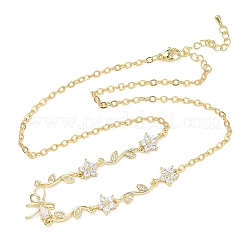 Collane con pendente a forma di fiore in ottone con pavé di zirconi cubici&nbsp;NJEW-C121-04E-G