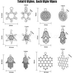 60pcs 6 style pendentif en alliage de style tibétain&nbsp;FIND-FH0005-56