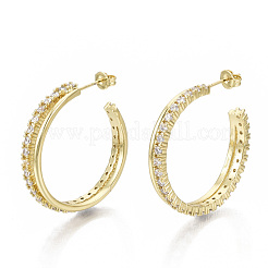 Orecchini a bottone in ottone con zirconi chiari e micro pavè&nbsp;EJEW-N011-15G-NF