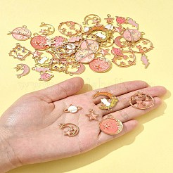 50шт 12 стиля подвески из сплава с эмалью&nbsp;ENAM-FS0003-04