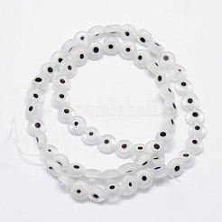 Handmade bösen Blick lampwork flache runde Perle Stränge&nbsp;LAMP-L058-12mm-07