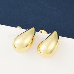 Серьги-гвоздики в форме капли из латуни с реечным покрытием&nbsp;X-EJEW-R150-05G