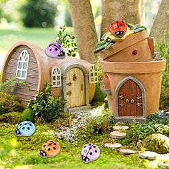 100 шт. 5-х цветный кабошон из светящейся смолы в виде божьей коровки&nbsp;MRMJ-SP0001-11