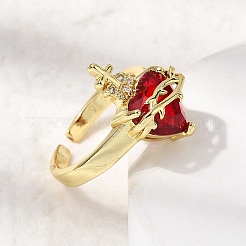 Открытые манжеты из латуни с микропаве кубический цирконий&nbsp;RJEW-P178-02A-G