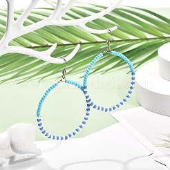 Perline di vetro colorate orecchini pendenti con anello grande per ragazze donne&nbsp;EJEW-JE04653