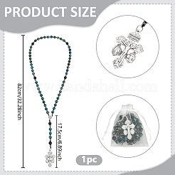 Collane di perline rotonde in occhio di tigre blu cadetto naturale tinto e ematite sintetica non magnetica e pietra lavica&nbsp;HJEW-DC00192