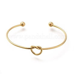 Ionenplattierung (IP) 304 Edelstahl Knoten Manschette Armreifen für Frauen&nbsp;BJEW-M233-04G