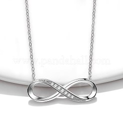 Colliers avec pendentif en forme de 8 en argent sterling plaqué rhodium et 925 zircones cubiques pour femmes&nbsp;NJEW-BB72241