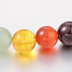 Натуральные цитриновые (окрашенные и нагретые) чипсы и круглые браслеты из бисера из бисера с чакрами и натуральным драгоценным камнем BJEW-JB01990-04