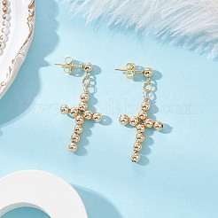 3 пара двухцветных серег-гвоздиков с крестообразным креплением из латуни&nbsp;EJEW-JE06479