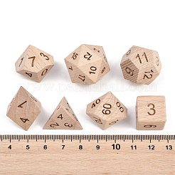 Jeu de dés polyédriques en bois naturel&nbsp;WOOD-A027-01A