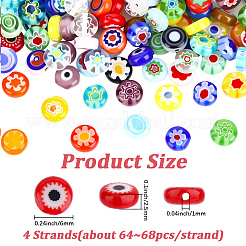 4 Strang handgemachte Millefiori-Glasperlenstränge&nbsp;LK-PA0001-06B