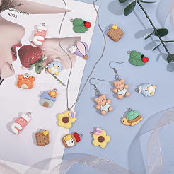 32шт 16 стиля непрозрачные подвески из смолы&nbsp;RESI-CA0001-66