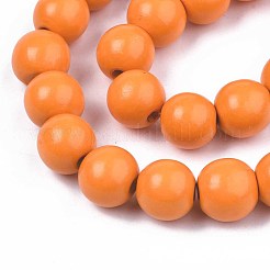 Brins de perles de bois naturel peintes à la bombe&nbsp;WOOD-S053-56E